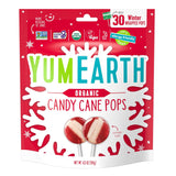 YumEarth Organic Candy Cane Lollipops - Holiday Stocking Stuffer for Women and Mom, Individually Wrapped Peppermint Pops, 30 Count
