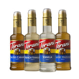 Torani Café Variety Syrup Set of 4 Glass Bottles – Premium Coffeehouse Flavor for an Elevated Home Bar