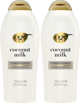 OGX Nourishing + Coconut Milk Conditioner – Tropical Coconut & White Peach Scent for Stress-Relief Showers