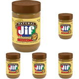 Jif Natural Creamy Peanut Butter Spread and Honey – Thoughtful Hostess Gift for Housewarming, 5-Pack Case