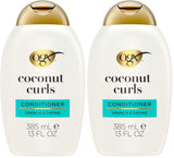 OGX Coconut Curls Conditioner – Indulgent Curly Hair Care with Coconut Water and White Orange Notes, Value Duo