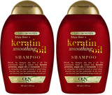 OGX Frizz-Free + Keratin Smoothing Oil Shampoo – Thoughtful Birthday Gift for Women with Frizzy Hair, 13 Fl Oz