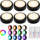 Alivation Wireless LED Puck Lights with Remote for Cozy Bedroom Ambiance, Dimmable Stick-On Mood Lighting for Home Decor