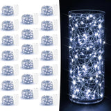 Glowia Twinkle Lights Battery Powered – Flexible Copper Wire Mini Lights for Mason Jar Centerpieces, Headboard Accents and Window Shelves, Warm White