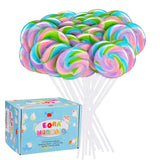 Rainbow Twisty & Swirl Lollipops 32pk – Gluten Free Nut Free Kids Party Candy for Mermaid Unicorn Theme