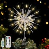 Lewondr Snowflake Tree Topper – Premium Designer Christmas Decor, Crystal Glittered LED Xmas Topper with 8 Lighting Modes