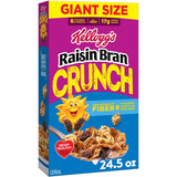 Kellogg's Raisin Bran Crunch Cereal – Kid-Friendly Bran Flakes with Sweet Raisins for Family Breakfasts, 24.5 oz Giant Box
