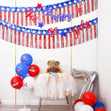 Mega-L Patriotic Foil Garland – Red White Blue Metallic Backdrop for Living Room & Entryway Elegance