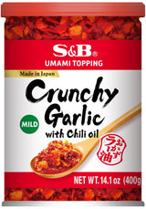 S&B Crunchy Garlic Chili Oil – One-Can Condiment for Clutter-Free Pantries, Versatile Everyday Use