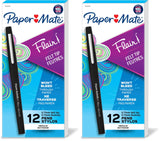 Paper Mate Flair Black Felt Tip Pens Medium Point Pack of 2 Thoughtful Birthday Gift for Writers Students and Coworkers