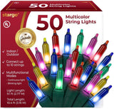 Brightown Weather-Resistant Warm White String Lights - 35 Incandescent Mini Bulbs for Patio, Backyard Fence, and Deck Railing Holiday Decor, 6.6 ft Green Wire