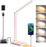 LumeRay Minimalist LED Desk Lamp – Clean Foldable Design in Black, White, or Silver with USB Charging and Touch Control for Clutter-Free Desk