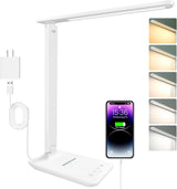 White crown Dimmable Table Lamp – Adjustable 5-Mode Study Lamp with Timer for Dorm Desk and Reading
