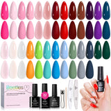 Beetles 36-Color Gel Polish Set – All-in-One Manicure Kit for Clean Vanity Setups with Base Glossy Matte and Glitter Top Coats