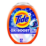 Tide Oxi Boost Power PODS Laundry Detergent Pacs for Family Laundry Room, Tough Stain Removal for Kids' Clothes and School Uniforms