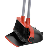 MR.SIGA Broom and Dustpan Set with Adjustable Long Handle, Stand-Up Sweeper to Reduce Bending and Back Strain, Gray