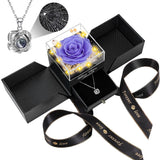 Handcrafted Double-Heart Forever Rose – High-End Anniversary and Engagement Gift for Her with 100-Language Necklace