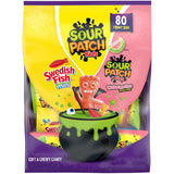 SOUR PATCH KIDS and SWEDISH FISH Halloween Candy for Candy Wreath and Table Centerpiece Decor, Bulk 80 Mini Bags