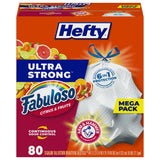 Hefty 13 Gallon Tall Trash Bags Citrus Scent for Family Kitchens and Kids Room Chore Days