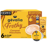 Gevalia Caramel Macchiato K-Cup Pods and Froth Packets – Clean Countertop Coffee for Intentional Kitchens, 2-Step Single Serve