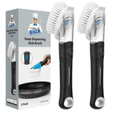 MR.SIGA Kitchen Dish Brush with One-Hand Soap Dispenser for Efficient Daily Dishwashing in Shared Households