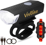VivBike Weatherproof Bicycle Light Combo – Compact USB-Rechargeable Front and Tail Light for Outdoor Adventures