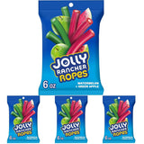 JOLLY RANCHER Ropes Watermelon & Green Apple Chewy Candy Holiday Gift Bag for Stocking Stuffers and Christmas Treats, 6 oz