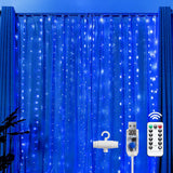 Brightown 300 LED Fairy Curtain Lights IP44 Waterproof, USB Powered Outdoor Patio Canopy and Covered Porch String Curtain with 8 Modes Remote