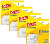 Glad ForceFlex 13 Gallon Trash Bags, Bulk Drawstring Supply for Busy Workday Kitchen Cleanup