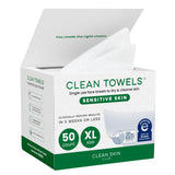Clean Skin Club Clean Towels® XL Sensitive Skin – Thoughtful Skincare Gift for Mom, Soothing Aloe & Glycerin Disposable Face Towels, 50 Count