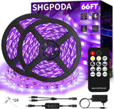BlacklightCo 50Ft UV LED Strip – Bedroom Ceiling Accent for Fluorescent Tapestry and Poster Glow