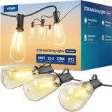 VIPAR LED Patio String Lights – 25FT IPX5 Waterproof Connectable Hanging Lights for Camping, Outdoor Dining, and Deck