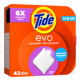 Tide evo Spring Blast Aromatic Laundry Tiles for Mindful Bed Linen Care, Pre-Measured 42 Count