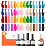 Modelones 32-Piece Gel Nail Polish Kit – Self-Care Sunday Manicure Ritual, Paraben-Free Natural Formula for Healthy Nails