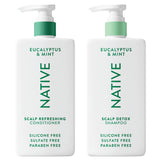 Native Scalp Detox Shampoo & Conditioner – Eucalyptus and Spearmint Scented 2-Pack for Aromatherapy Shower Ritual
