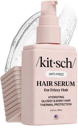 Kitsch Frizz Control Hair Serum - Carry-On Friendly Smoothing Serum for Travelers, TSA-Ready 2.3oz Bottle with Heat Protection & Shine - Pink Grapefruit
