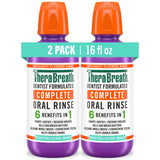 TheraBreath Complete Mouthwash 6-in-1, Burn-Free Fluoride Rinse Without Alcohol or SLS, 2 Pack