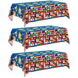 3World Cup Flag Tablecloth – Vibrant Centerpiece Table Cover for Festive Living Room Viewings