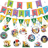 AhfuLife Soccer Hanging Swirls 24pc – Backyard Tailgate and Patio Party Decor for World Cup Matches