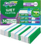 Swiffer Sweeper Wet Mopping Cloth Refills – Febreze Lavender Scent for Calming Bedtime Cleaning Ritual, Multi-Surface Mop Pads, 36 Count