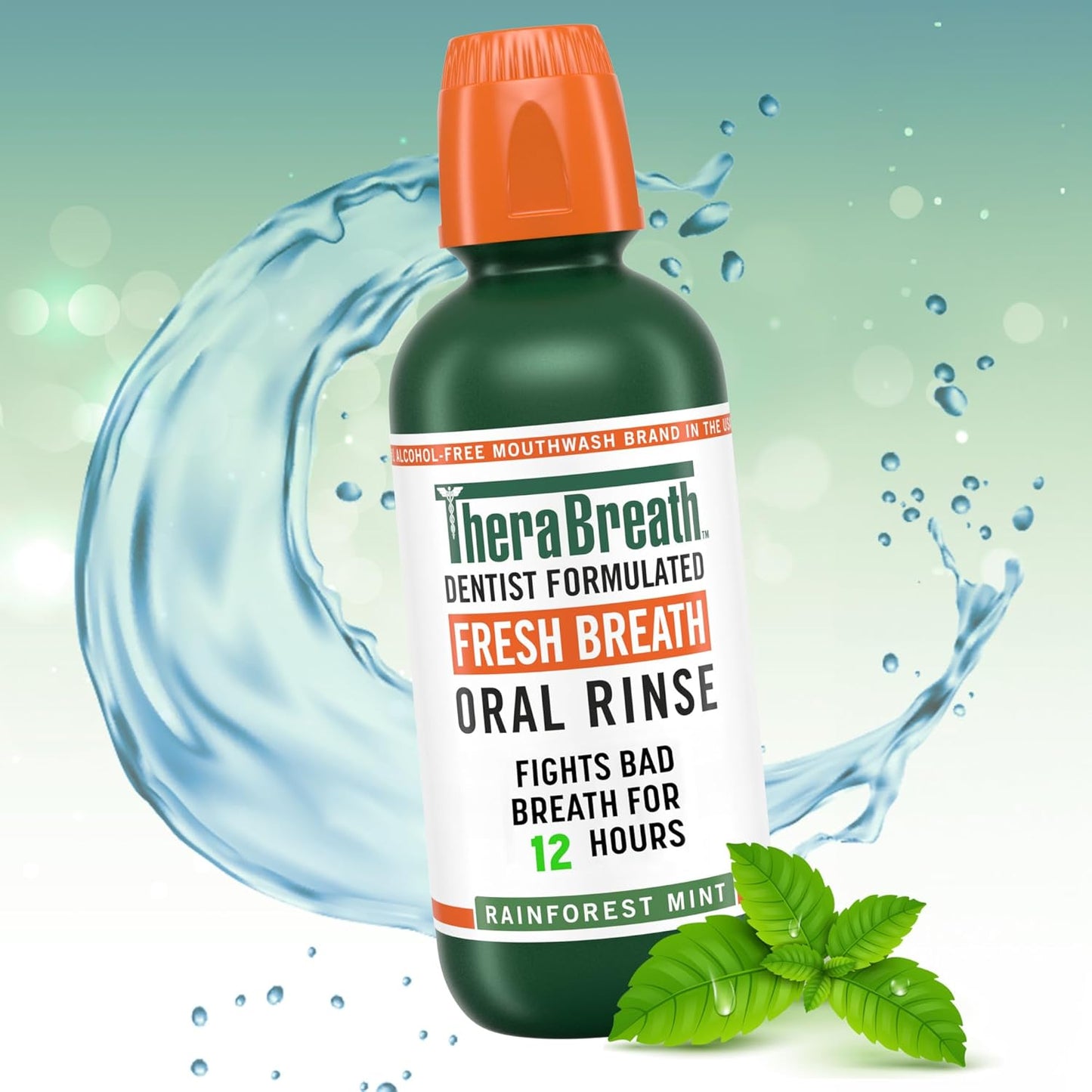 TheraBreath Rainforest Mint Rinse – Dentist-Formulated Alcohol-Free Formula Safe for Teens Ages 12 and Up