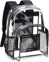 Vorspack Clear Backpack Heavy Duty PVC Transparent Tote for School Stadium Security Check - Black