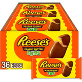 REESE'S Peanut Butter Chocolate Eggs – Kid-Safe Easter Basket Stuffers for Family Egg Hunts, 36 Individually Wrapped Packs