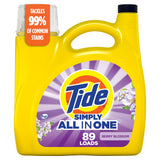 Tide Simply Liquid Laundry Detergent for Calming Bath and Wind-Down Laundry, Berry Blossom, 128 Loads