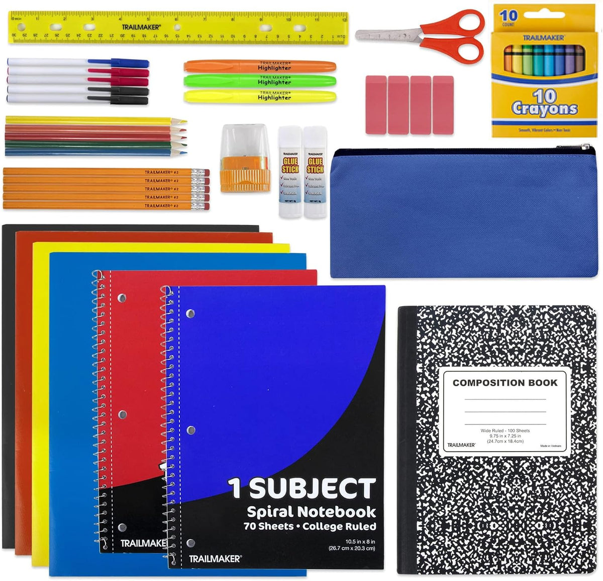 Trail maker 45-Piece School Kit – Non-Toxic Child-Safe Supplies for Worry-Free Learning
