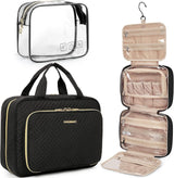 BAGSMART Hanging Toiletry Travel Bag – TSA Approved Clear Organizer for Full-Sized Bottles, Black