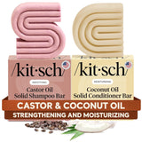 Kitsch Castor Oil Shampoo Bar & Coconut Oil Conditioner Bar – Thoughtful Birthday Gift for Her, Nourishing Hair Care Set for Dry Strands