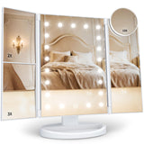 HUONUL Vanity Mirror with Lights – Anniversary Gift for Girlfriend, Foldable Lighted Makeup Mirror in Six Finishes