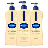 Vaseline Intensive Care Nourishing Moisture Body Lotion – Bedtime Self-Care Ritual with Pure Oat Extract for Deep Hydration, 20.3 oz Pump, Pack of 3