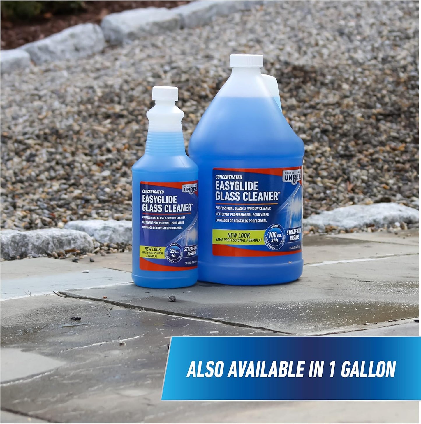 Unger Streak-Free Glass Cleaner Concentrate – 32 oz Bottle Makes 25 Gallons for Office Building Maintenance Crews